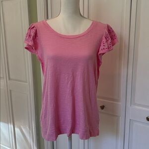 Jane and Delancey Light Pink Eyelet Sleeve Top